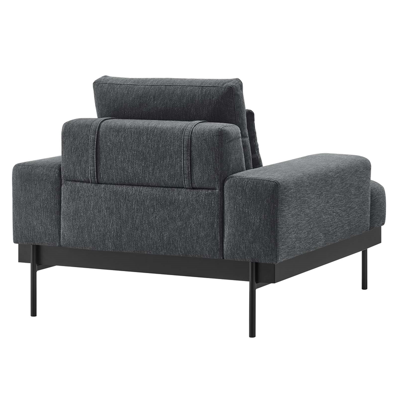Maklaine Contemporary Upholstered Polyester Fabric Armchair in Charcoal