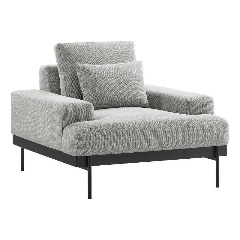 Maklaine Upholstered Polyester Fabric Armchair in Light Gray