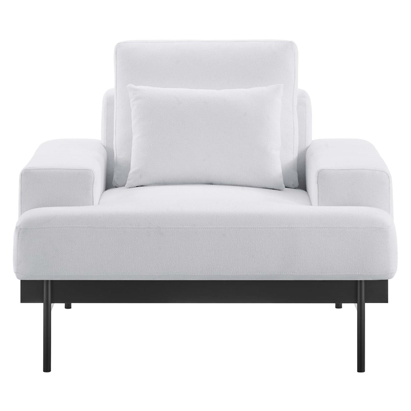 Maklaine Contemporary Upholstered Polyester Fabric Armchair in White