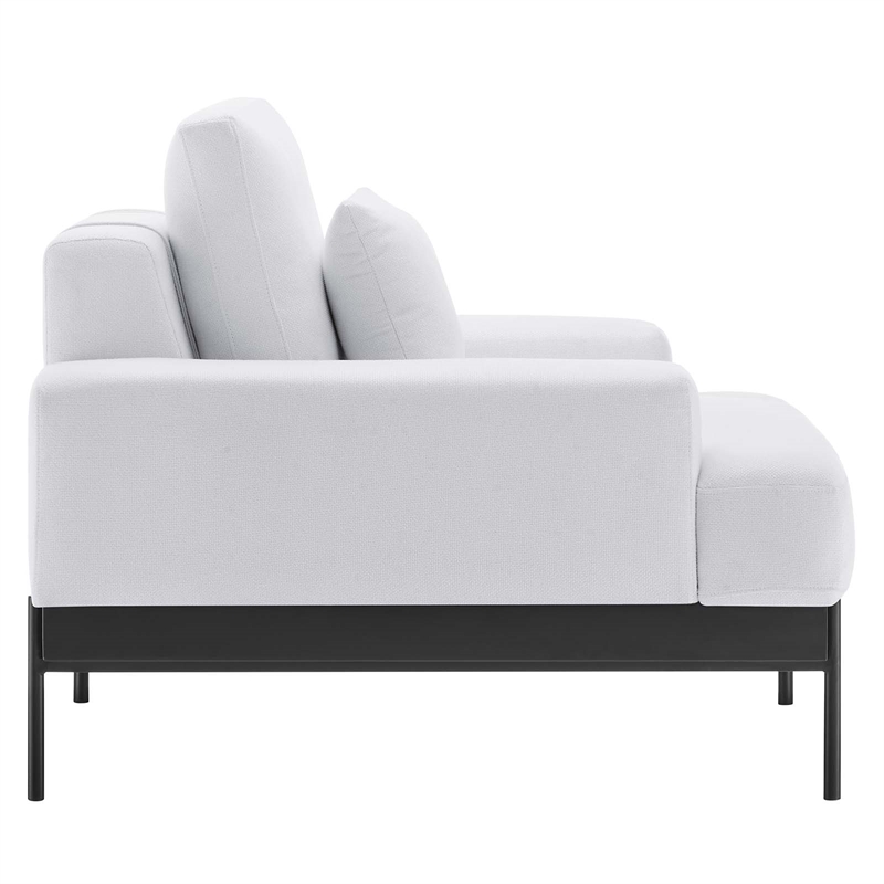 Maklaine Contemporary Upholstered Polyester Fabric Armchair in White
