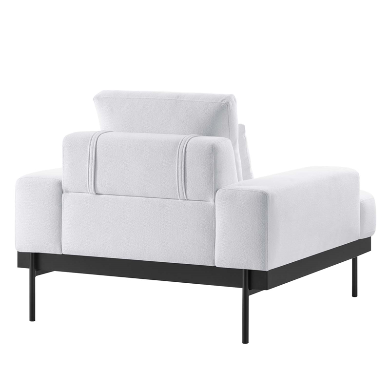 Maklaine Contemporary Upholstered Polyester Fabric Armchair in White