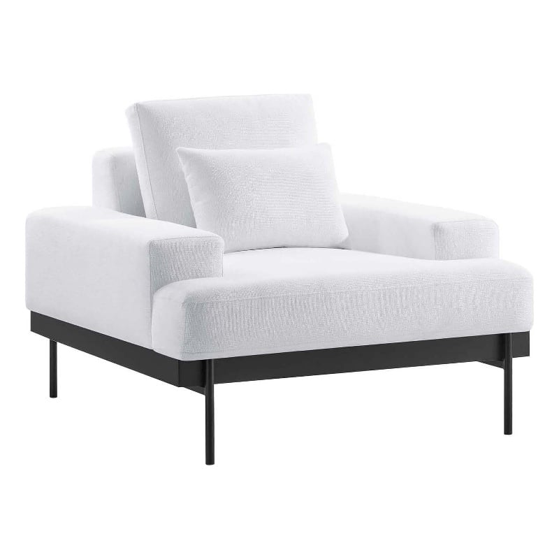 Maklaine Contemporary Upholstered Polyester Fabric Armchair in White