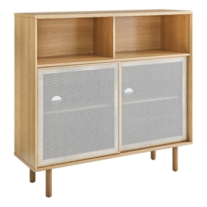 Maklaine Contemporary 47&quot MDF and Particleboard Display Cabinet in Oak