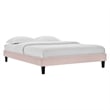 Maklaine Modern Performance Velvet Queen Platform Bed in Pink