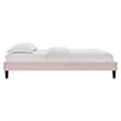 Maklaine Modern Performance Velvet Queen Platform Bed in Pink