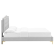 Maklaine Tufted Performance Velvet Twin Platform Bed in Light Gray