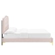 Maklaine Tufted Performance Velvet Twin Platform Bed in Pink