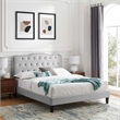 Maklaine Contemporary Performance Velvet Twin Platform Bed in Light Gray