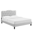 Maklaine Contemporary Performance Velvet Twin Platform Bed in Light Gray