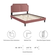 Maklaine Modern Performance Velvet King Bed in Dusty Rose Pink