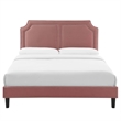 Maklaine Modern Performance Velvet King Bed in Dusty Rose Pink