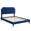 Maklaine Contemporary Performance Velvet King Bed in Navy Finish