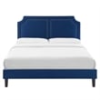 Maklaine Contemporary Performance Velvet King Bed in Navy Finish