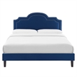 Maklaine Contemporary Performance Velvet King Bed in Navy Finish