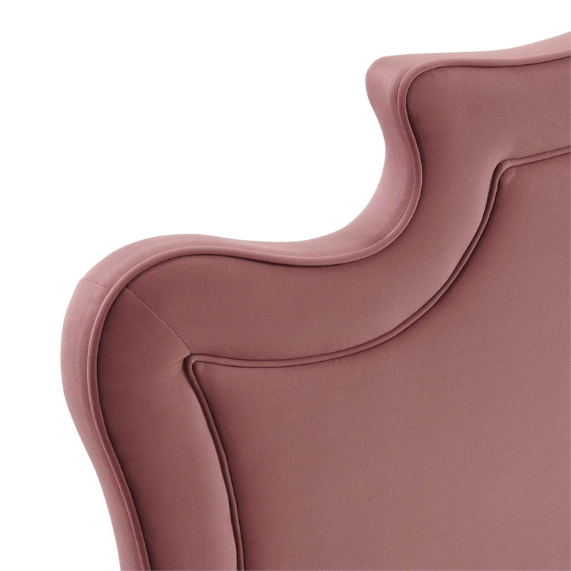 Maklaine Modern Performance Velvet King Bed in Dusty Rose Finish