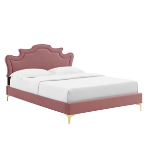 Maklaine Modern Performance Velvet King Bed - Dusty Rose Pink