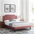 Maklaine Modern Performance Velvet King Bed in Dusty Rose Finish