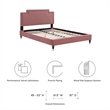 Maklaine Modern Performance Velvet King Bed in Dusty Rose Pink