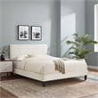 Maklaine Tufted Performance Velvet Twin Platform Bed in White