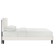 Maklaine Tufted Performance Velvet Twin Platform Bed in White