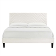 Maklaine Tufted Performance Velvet Twin Platform Bed in White
