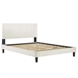 Maklaine Tufted Performance Velvet Twin Platform Bed in White