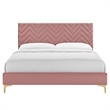 Maklaine Tufted Performance Velvet King Platform Bed in Dusty Rose