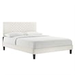 Maklaine Contemporary Tufted Velvet Full Platform Bed in White Finish