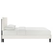 Maklaine Contemporary Tufted Velvet Full Platform Bed in White Finish