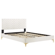 Maklaine Tufted Performance Velvet Twin Platform Bed in White