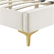 Maklaine Tufted Performance Velvet Twin Platform Bed in White