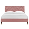 Maklaine Tufted Performance Velvet King Platform Bed - Dusty Rose