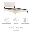 Maklaine Tufted Performance Velvet Twin Platform Bed in White