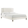 Maklaine Channel Tufted Performance Velvet Twin Platform Bed in White