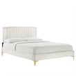 Maklaine Channel Tufted Performance Velvet Queen Platform Bed in White