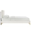 Maklaine Channel Tufted Performance Velvet Queen Platform Bed in White