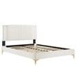 Maklaine Channel Tufted Performance Velvet Queen Platform Bed in White