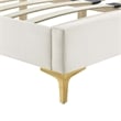 Maklaine Channel Tufted Performance Velvet Queen Platform Bed in White