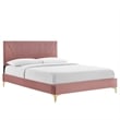 Maklaine Channel Tufted Velvet King Platform Bed in Dusty Rose Finish