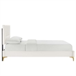 Maklaine Channel Tufted Velvet King Platform Bed in White Finish
