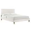 Maklaine Contemporary Channel Tufted Velvet Full Platform Bed - White