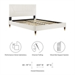 Maklaine Contemporary Channel Tufted Velvet King Platform Bed - White