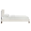 Maklaine Contemporary Channel Tufted Velvet King Platform Bed - White