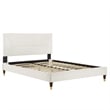 Maklaine Contemporary Channel Tufted Velvet King Platform Bed - White