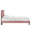 Maklaine Channel Tufted Velvet King Platform Bed in Dusty Rose