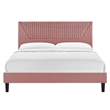 Maklaine Channel Tufted Velvet King Platform Bed in Dusty Rose