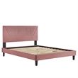 Maklaine Channel Tufted Velvet King Platform Bed in Dusty Rose