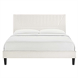 Maklaine Contemporary Channel Tufted Velvet King Platform Bed in White