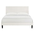 Maklaine Channel Tufted Velvet Queen Platform Bed in White Finish
