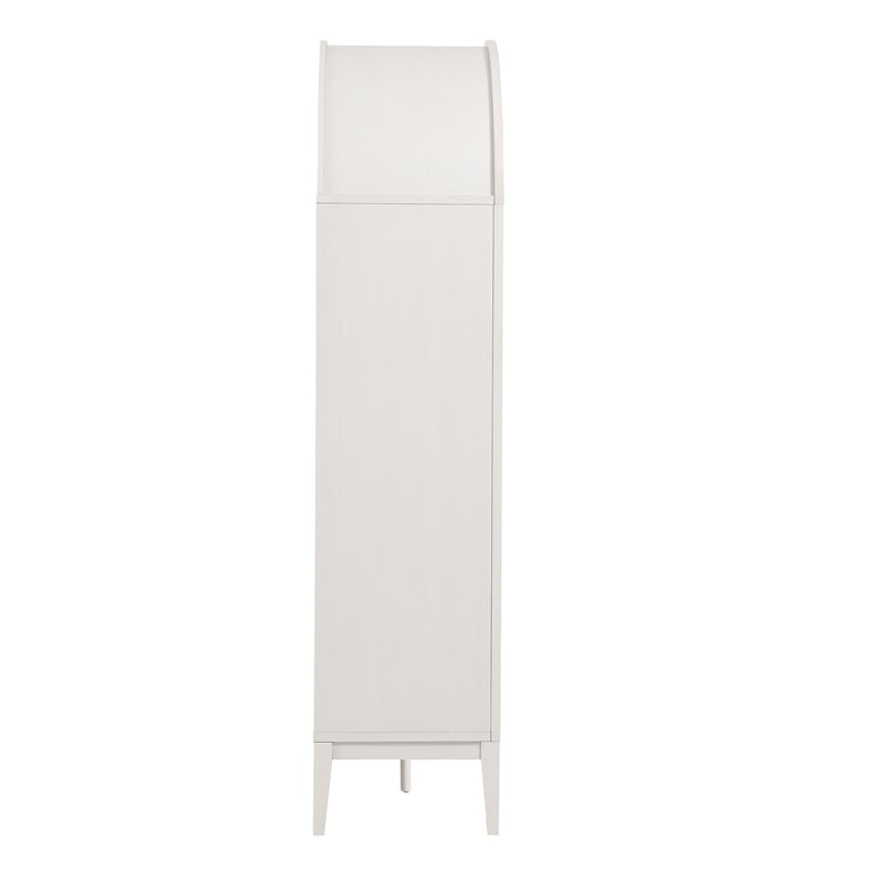 Maklaine Contemporary Wood Grain Laminated Arched Bar Cabinet in Ivory